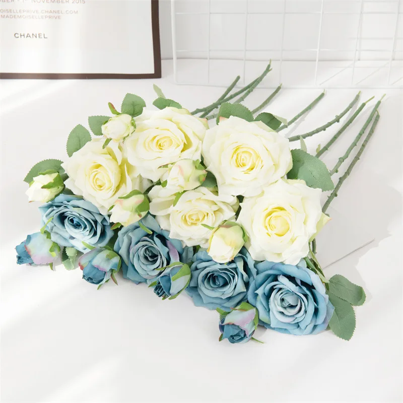 1/3PCS Artificial Flowers Big Silk Roses Home Room Vase Outdoor Garden Wedding Bridal Bouquet Table Decora Diy Gift Box Festival