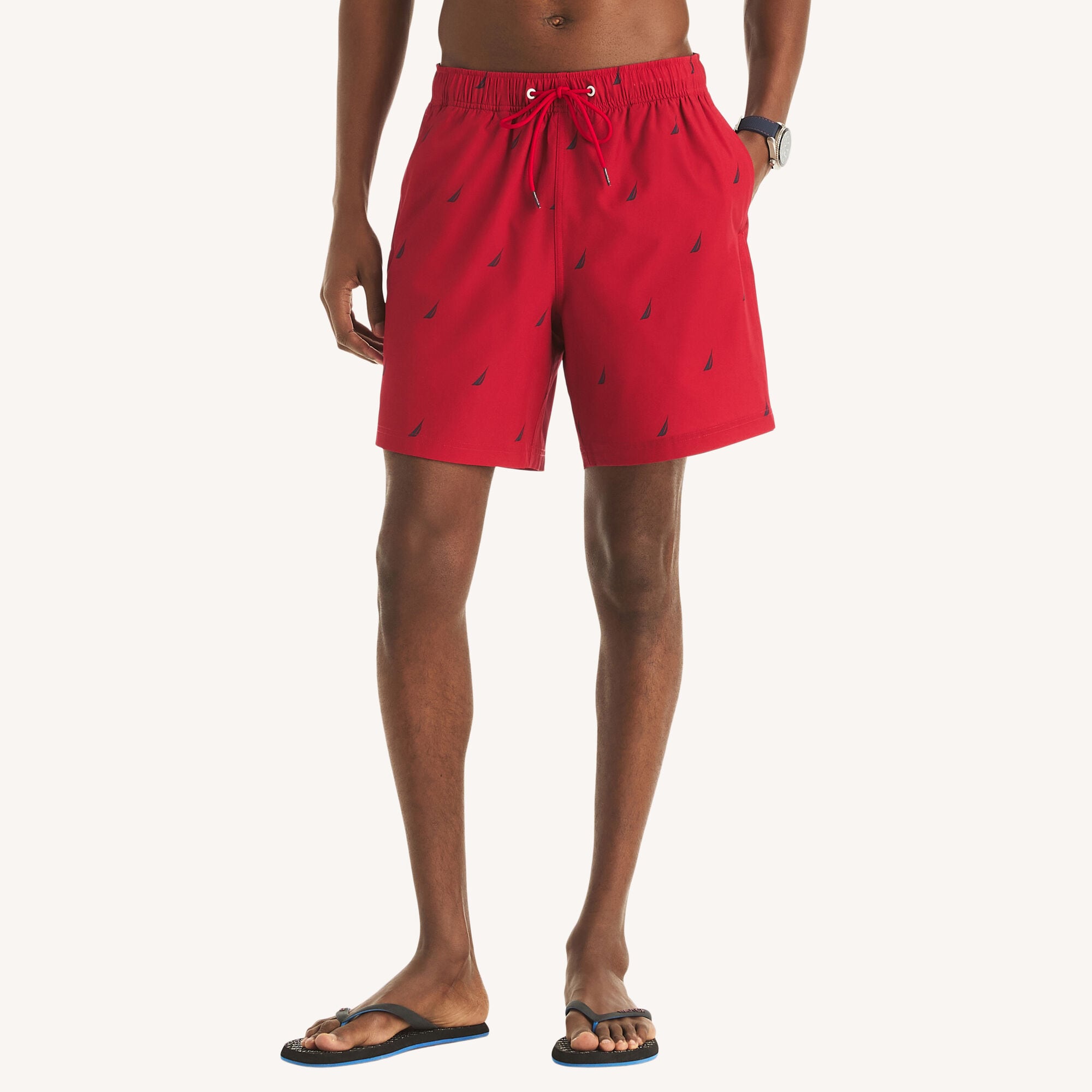Nautica Men's 7" Printed Quick-Dry Swim 675 (Nautica Red), 3XL