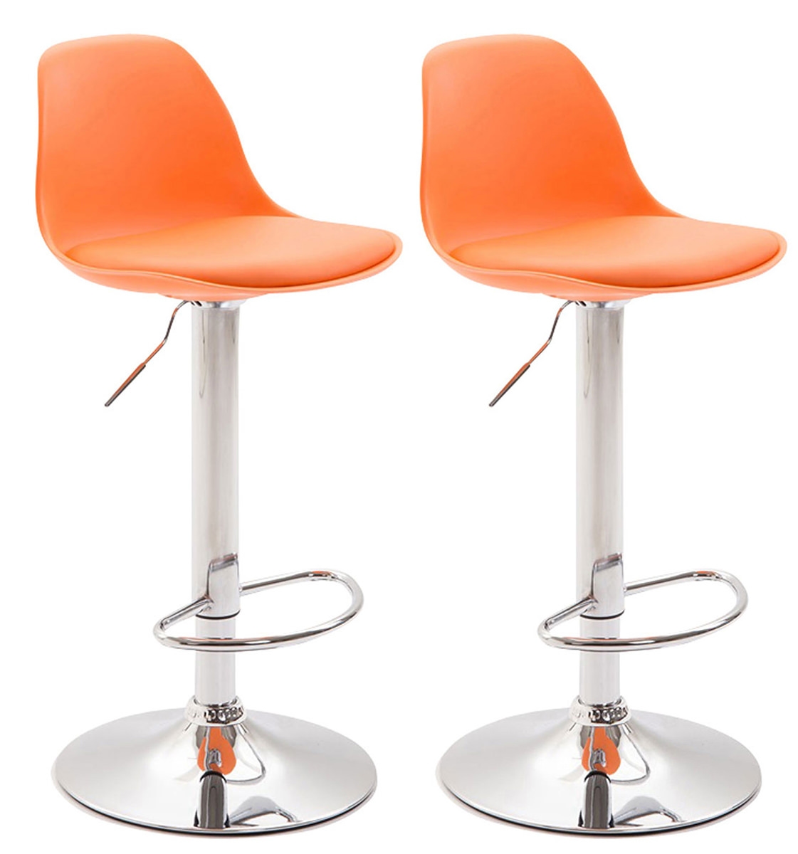 Proregal CHEFGASTRO 2er Set Barhocker HAWAII Kunststoff Chrom HxBxT 82x39x43cm Kunstleder Orange Barstuhl Image