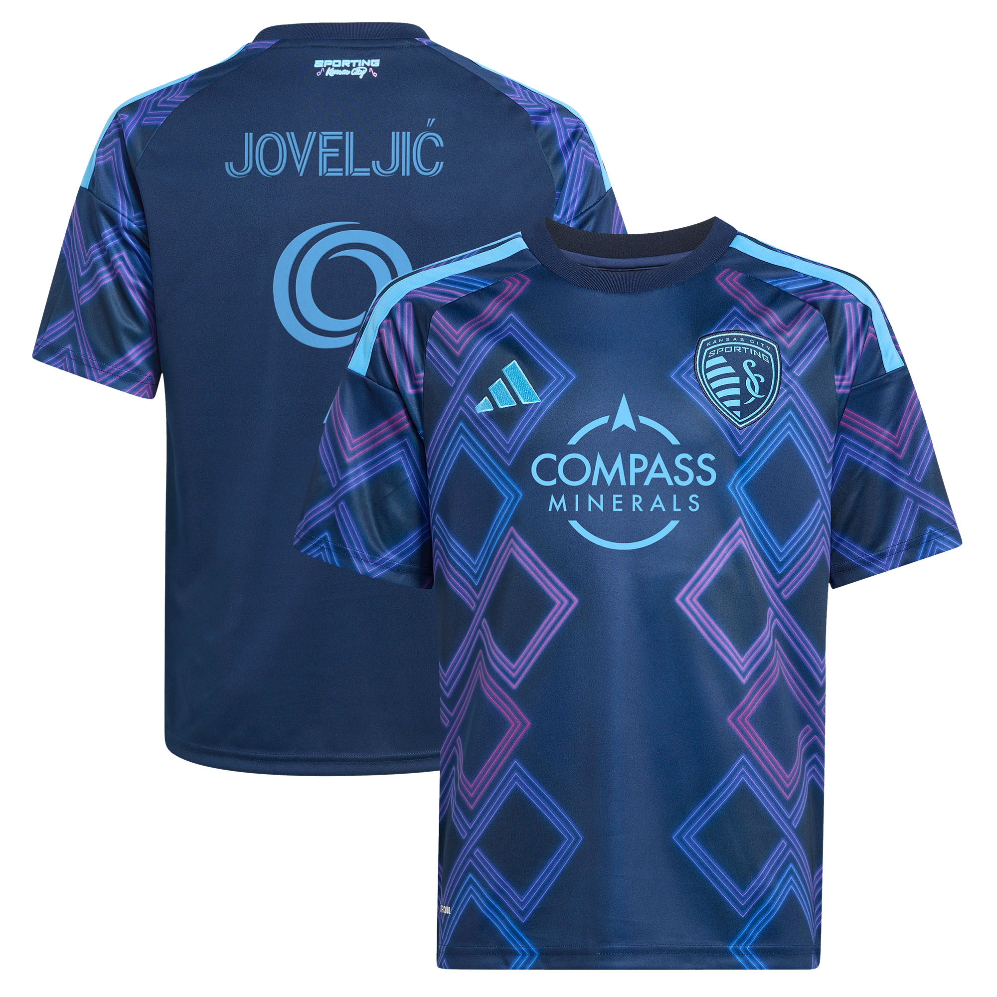 Youth adidas Dejan Joveljic Blue Sporting Kansas City 2026 The 18th & Vine Kit Replica Jersey
