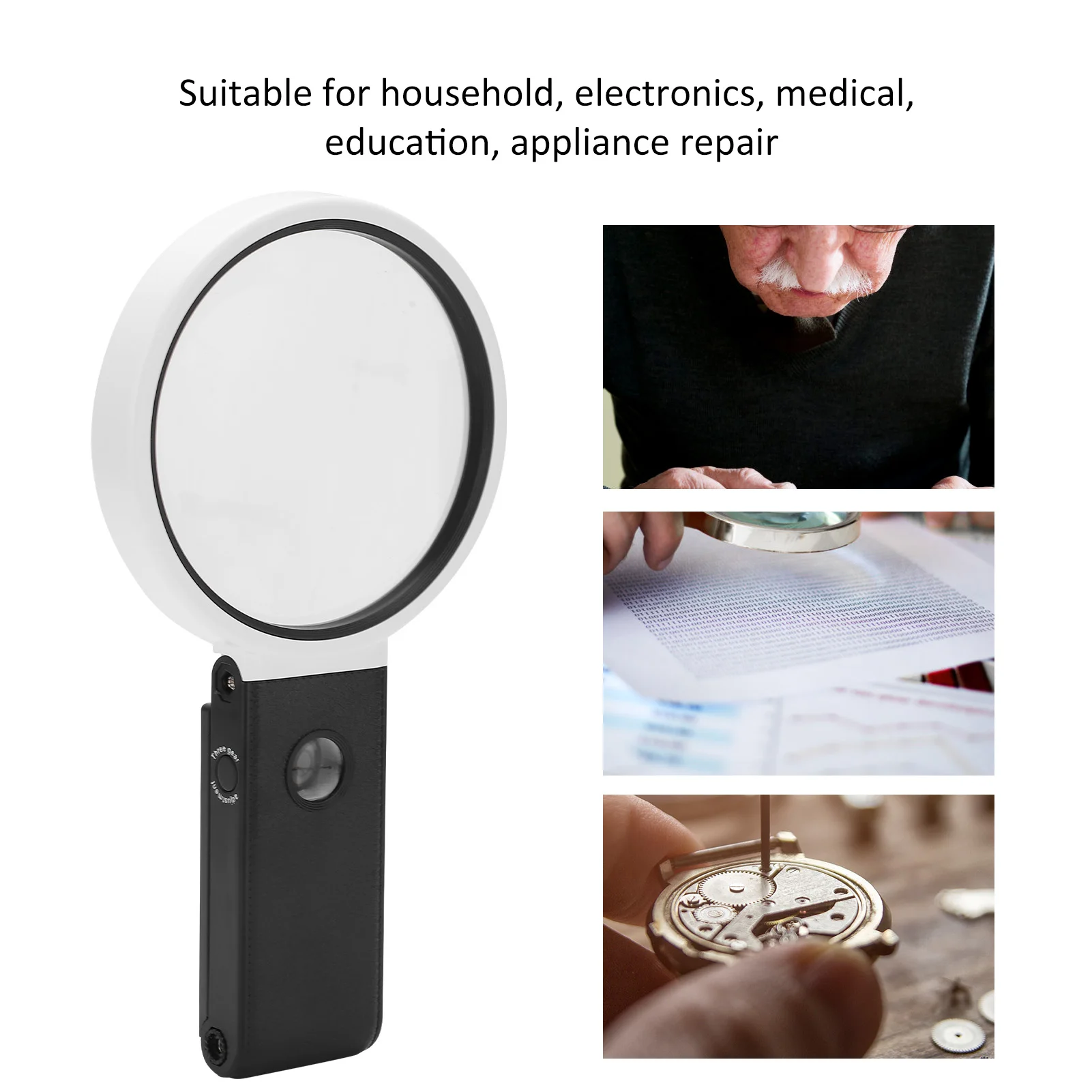 LED-Lupe Lupe TH-7018-C Lupe Tragbare zusammenklappbare Leselupe mit LED-Lichtskala 3,5X 25X Image