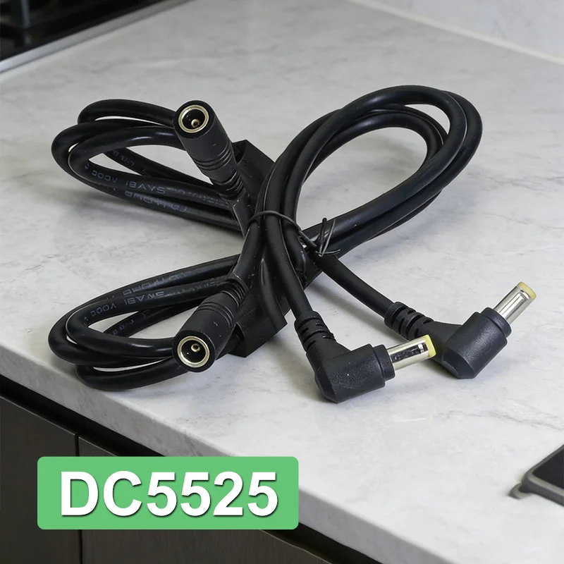 DC-Kabelverteiler zur Stromüberwachung, DC5.5 * 2.1 10A Winkelstecker 0,75 mm² DC5525 1 Buchse auf 2/3/4 Stecker Verbindungskabel Image