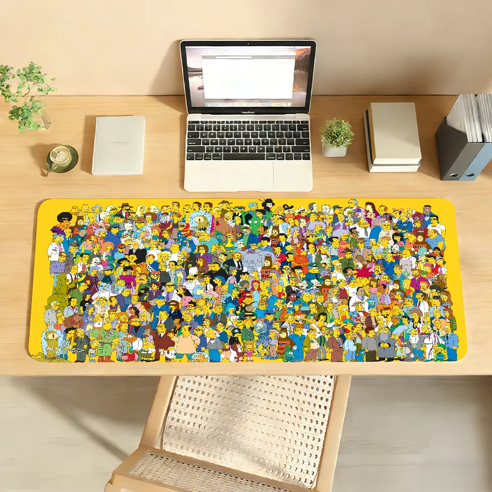 Cartoon The S-Simp-sonsS Mauspad, rutschfeste Schreibtischunterlage, PC-Laptop-Zubehör, Gummi, Büro-Tastatur, groß, Gamer-Dekoration Image
