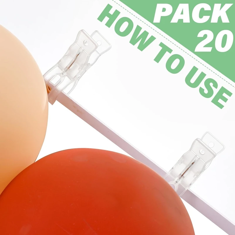 20 Stück große Ballonbogen-Clips aus Kunststoff, transparente Hintergrund-Federklemmen für Ballonbogen-Set, Geburtstagsdekoration-A21R Image