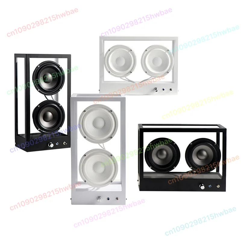 Moderner Bluetooth-Lautsprecher aus Glas und Edelstahl mit Subwoofer-Desktop-Dekor für kreatives Geschenk im Ausstellungsraum Image