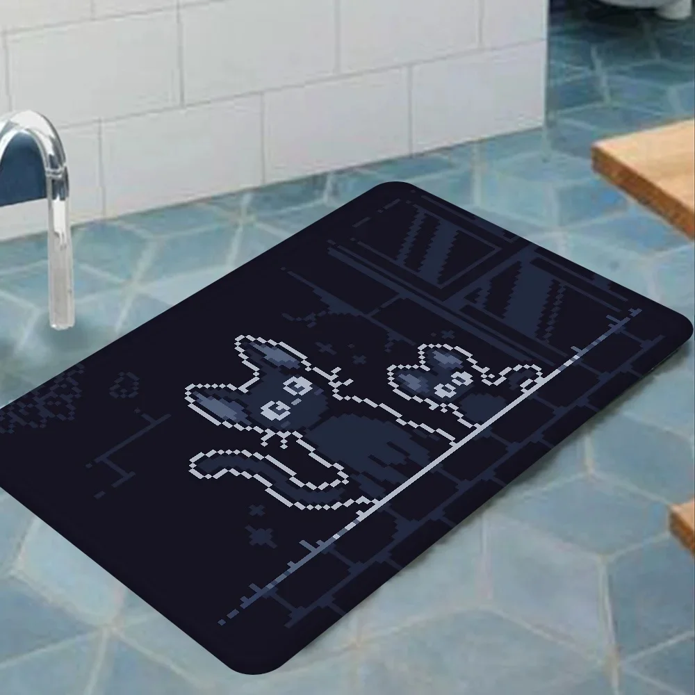 Vikama Cute Kitten Home-Bodenmatte im nordischen Stil für Badezimmer, Schlafzimmer-Dekorationspolster, Fußmatte, Bodenmatte, Küchen-Heimteppich Image