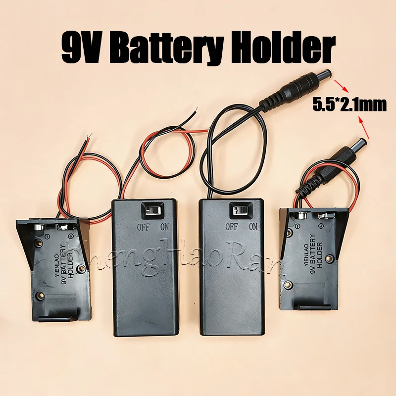 1PC 9V Batteriehalter 9V Batteriekasten mit Abdeckung und EIN/AUS-Schalter mit Kabel und DC-Kopf 9V DIY Batteriegehäuse mit 5,5x2,1mm Stecker Image