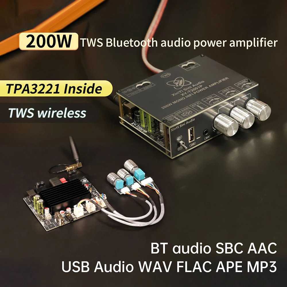 XY-T2001P Digitaler Verstärker Mono 200W Audio-Verstärker Bluetooth-Audioplayer Unterstützt TWS-Verbindung APP-Steuerung Image