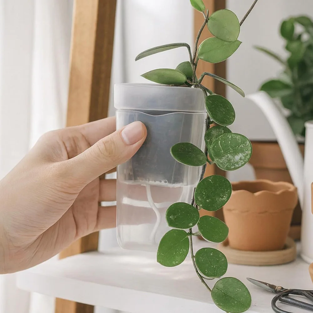 12 Stück Pflanzentöpfe für Sukkulenten, einfacher Blumentopf, quadratisch, selbstbewässernde Töpfe für Sukkulenten mit Trocken- und Nasstrennung Image