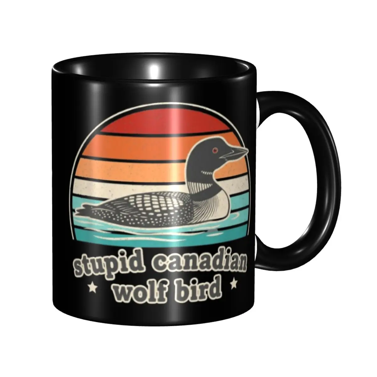Beheizte Kaffeetassen mit lustigem kanadischem Wolf-Vogel-Motiv für das Büro Image