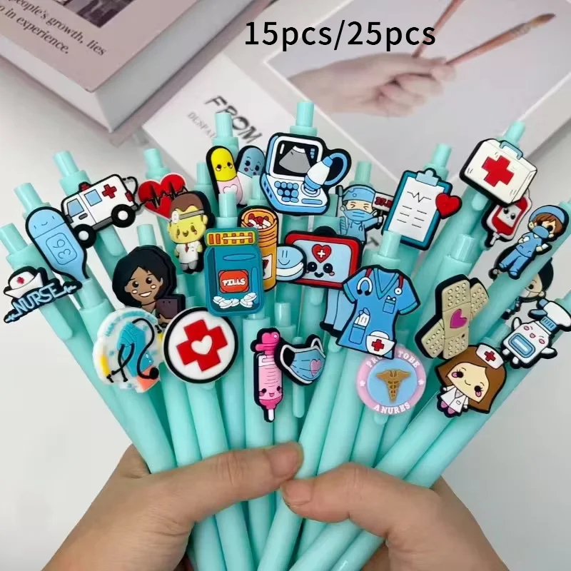 15/25 Stück medizinische Kugelschreiber, hellblaue Serie, Krankenschwesterstifte, Geschenke für Büromaterial, perfekte Partygeschenke, Schreibwerkzeuge Image