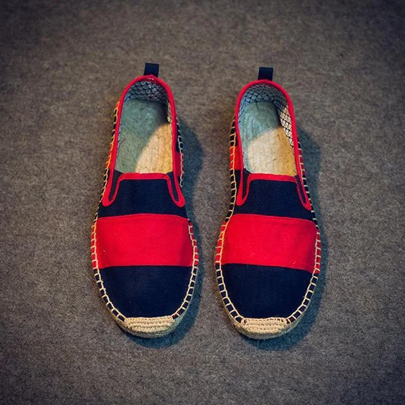 Frühling Sommer Herren Casual Schuhe Slip-on Flache Tuch Atmungsaktive Fischer Marke Männliche Schuhe Rot Schwarz XZ19