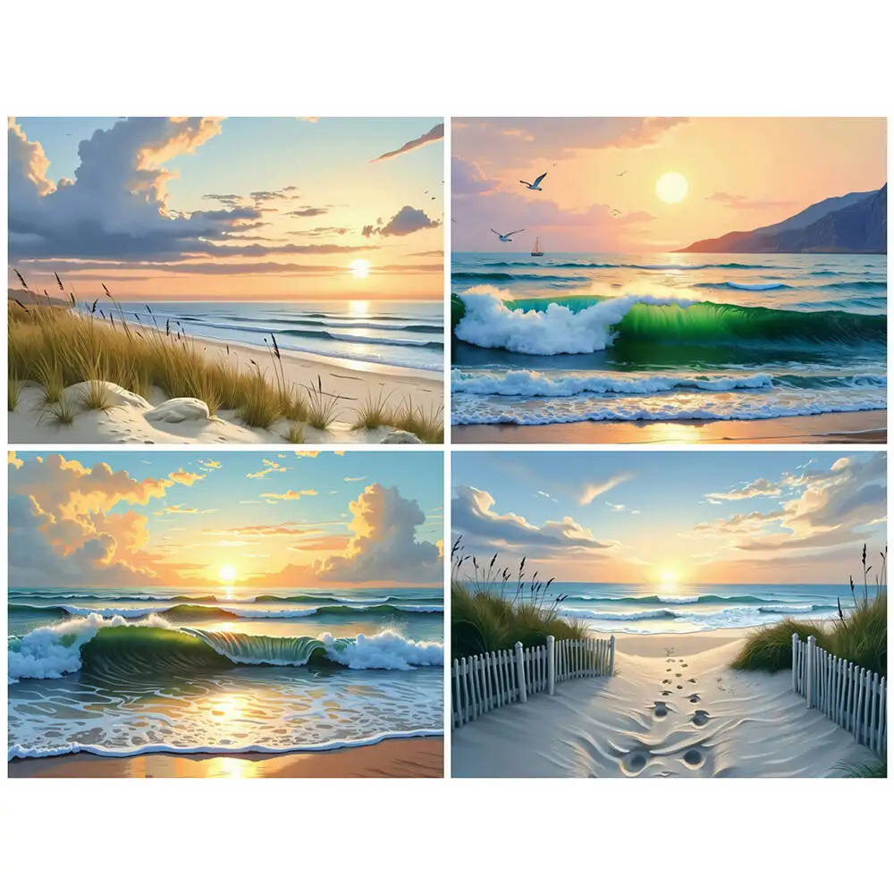 DIY Malen nach Zahlen Meer Strand Digitale Ölgemälde Landschaft Zeichnung auf Leinwand Erwachsene Zahl Malerei Landschaft handgemachtes Geschenk