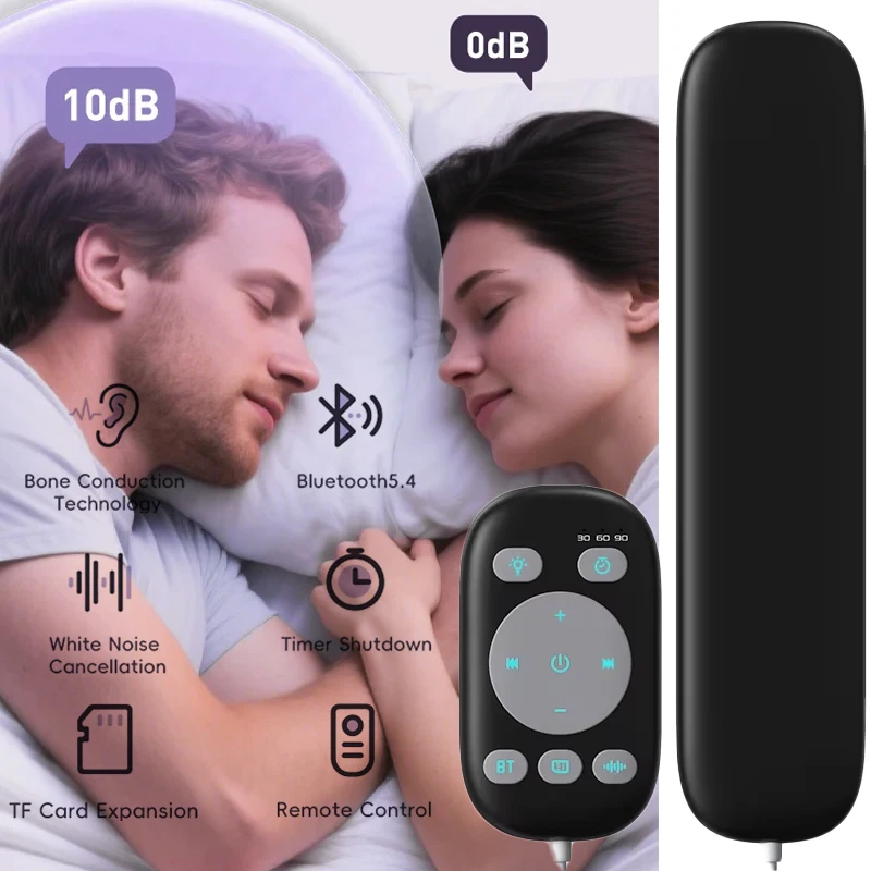 Unter-Kopfkissen Knochenschall-Bluetooth-Lautsprecher mit Weißem Rauschen, Schlafhilfe-Soundbar, Fernbedienung, MP3-Musikplayer und Zeitgesteuerter Abschaltung Image