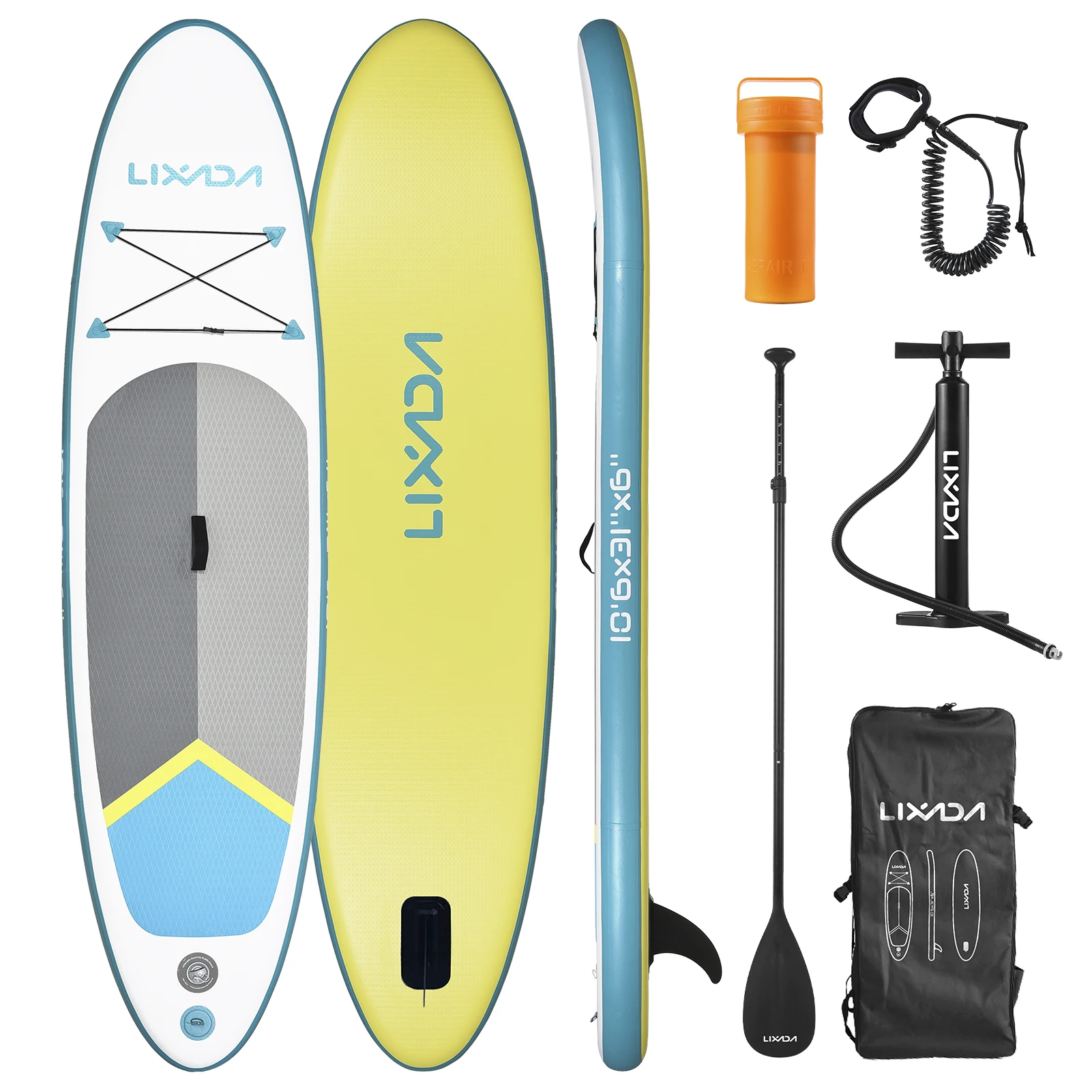 Aufblasbares Paddle-Board zum Aufstellen für Erwachsene, 15,2 cm dickes SUP-Paddleboard, Wassersport-Surf-Set mit verstellbarer Paddle-Pumpe für Reisen Image
