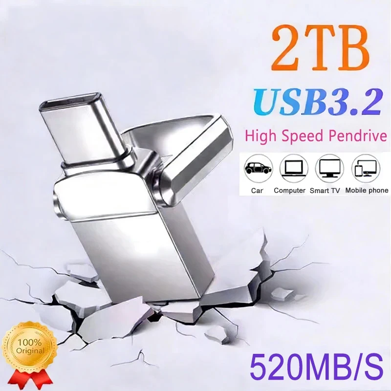 2 TB USB 3.2 Flash-Laufwerk Hochgeschwindigkeits-Typ-C-Schnittstelle Dual-Use-Flash-Speicher 512 GB 1 TB Stick für Telefon Windows 11 Computer Image