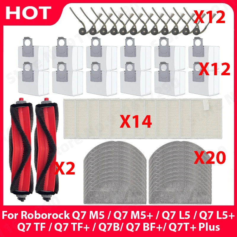 Passend für Roborock Q7 M5 / Q7 M5+ / Q7 L5 / Q7 L5+ / Q7 TF / Q7 TF+ / Q7B/ Q7 BF+/ Q7T+ Plus Teile Hauptbürste Filter Wischtuch Beutel Image