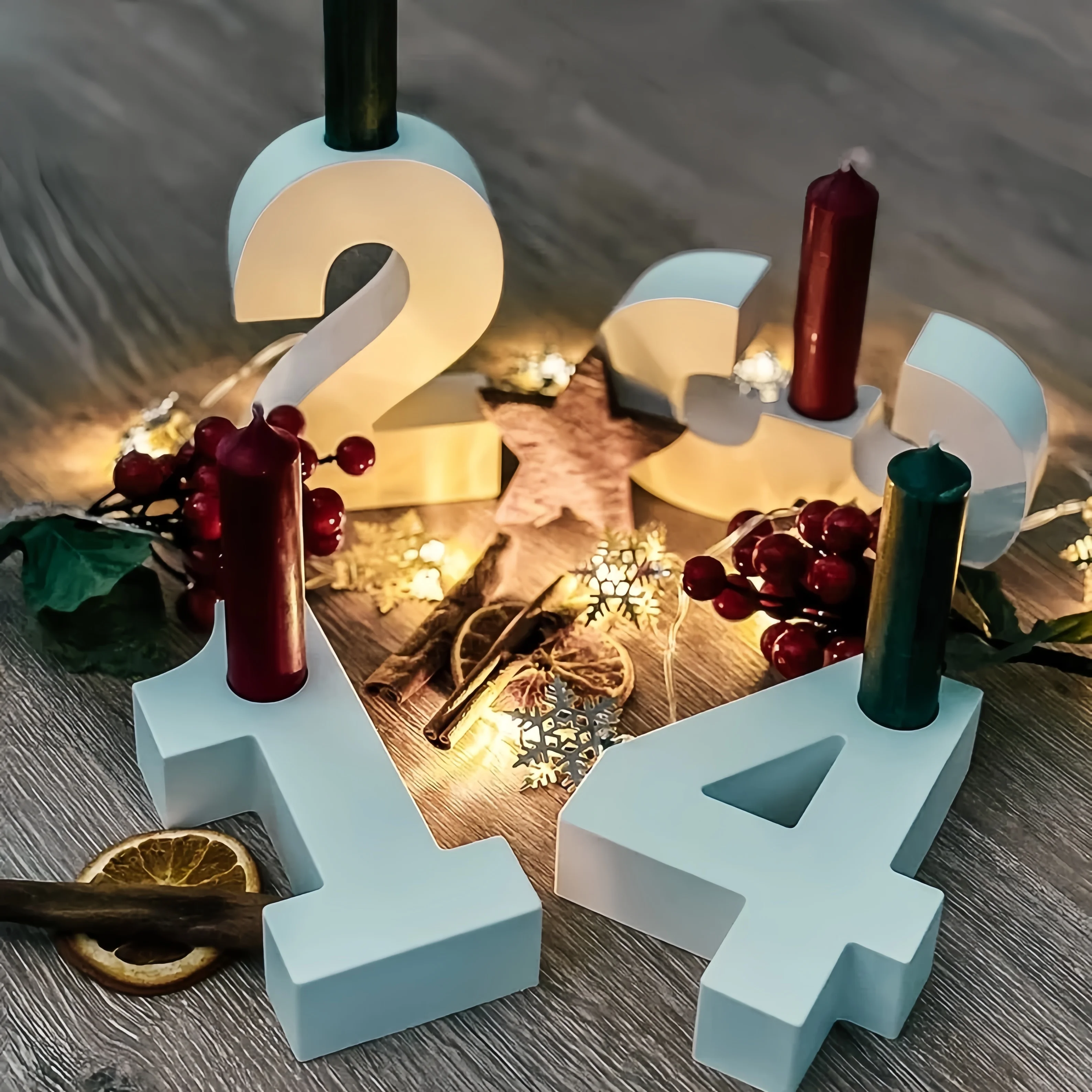 4PCS 1-4 Digitale Leuchter Silikon Form DIY Gedenk Atmosphäre Dekoration Hause Handwerk Werkzeug Zement Gips Harz Form Image