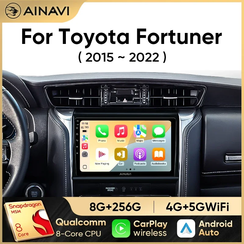 Ainavi Für Toyota Fortuner 2015-2022 Auto Radio Carplay Android Auto Touchscreen Multimedia Player Navigation GPS Auto radio Image