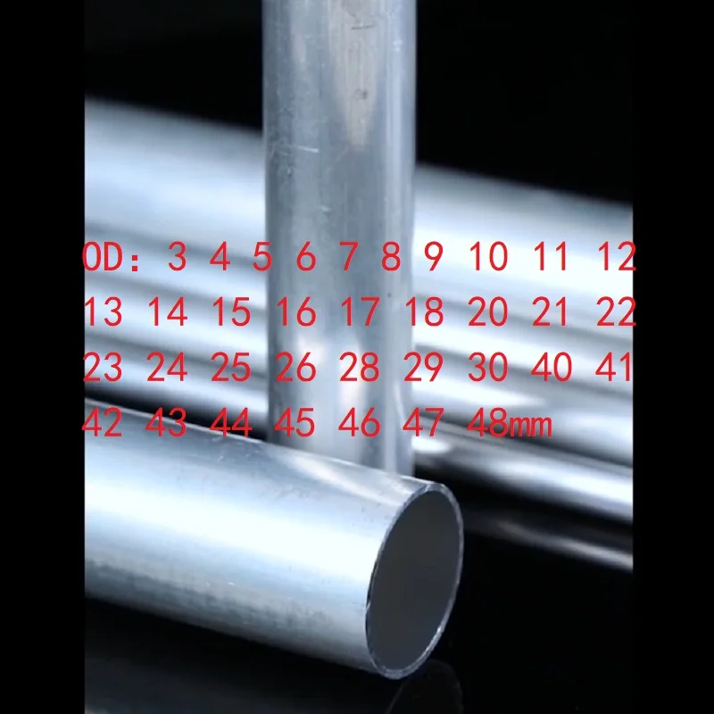 Aluminiumrohr Außendurchmesser 3 4 5 8 10 12 15 16 18 20 22 24 25 26 28 30 41 42 43 44 45 46 47 48 mm Rundes 6061 Aluminium-Metallrohr Image
