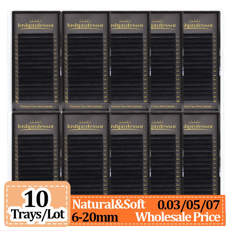10 Trays/Lot Kaschmir-Wimpernverlängerung 5-25mm Matt Schwarz Einzelne Volumen-Wimpern 0.03 0.05 0.07 0.10 Faux Mink Wimpernverlängerung Image