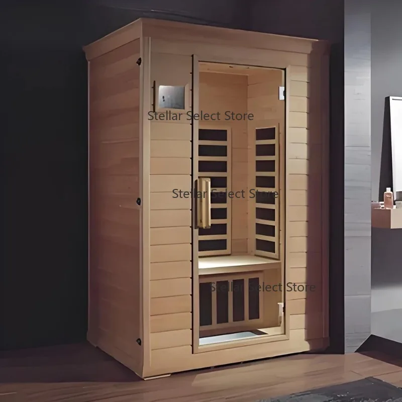 Anpassung.Fernsaunaraum für zwei Personen aus Tannenholz für den Innenbereich zum Dampfbaden Image