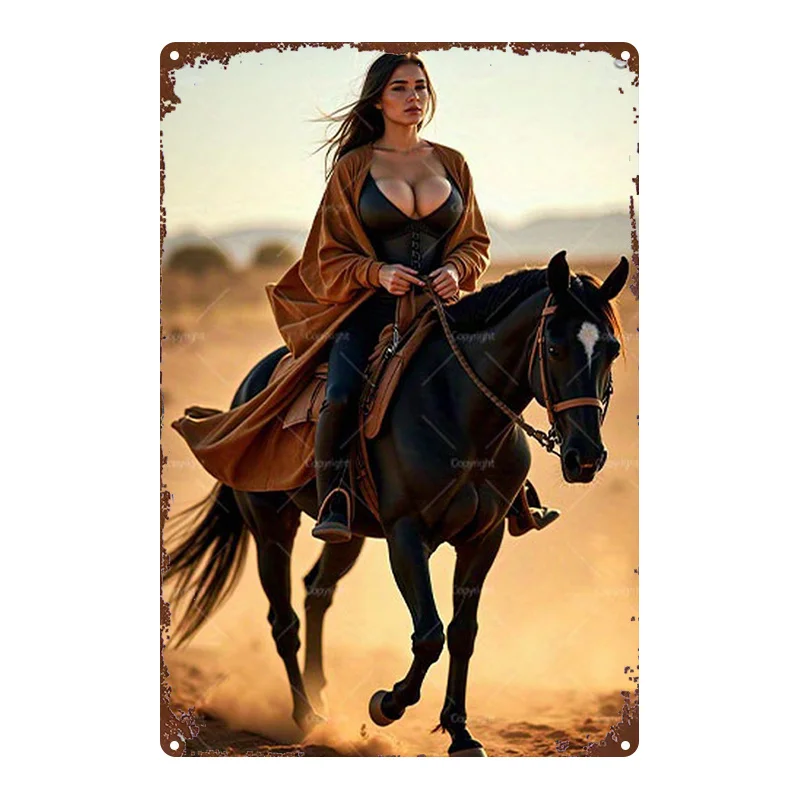 Vintage Reitsport Metall-Wandkunst-Schild, 8x12 Zoll Retro-Dekoration für Zuhause, Bar, Garage, Café, Langlebige Bedruckte Blechschilder Image