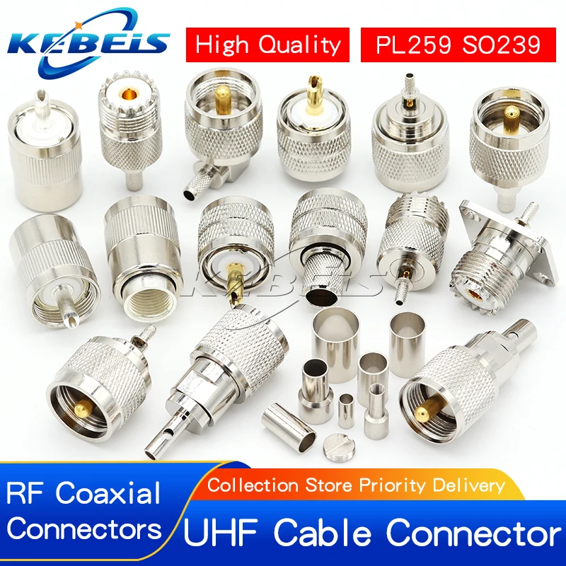 2 Stück UHF PL259 SO239 Stecker UHF Männlich-Weiblich-Verbinder für RG316/174 RG58 RG142 LMR240 RG5 RG6 RG8 LMR400 Kabel RF Koaxialadapter Image