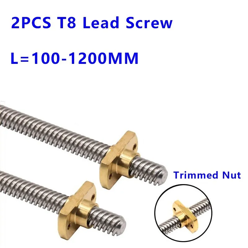 T8 T-Typ Trapezführungsschraube 8 mm Tr8 Blei 1/2/4/6/8/10/12/14 Schrittmotor-Antriebsstange T-Mutter Ersatzteile für 3D-Drucker Image