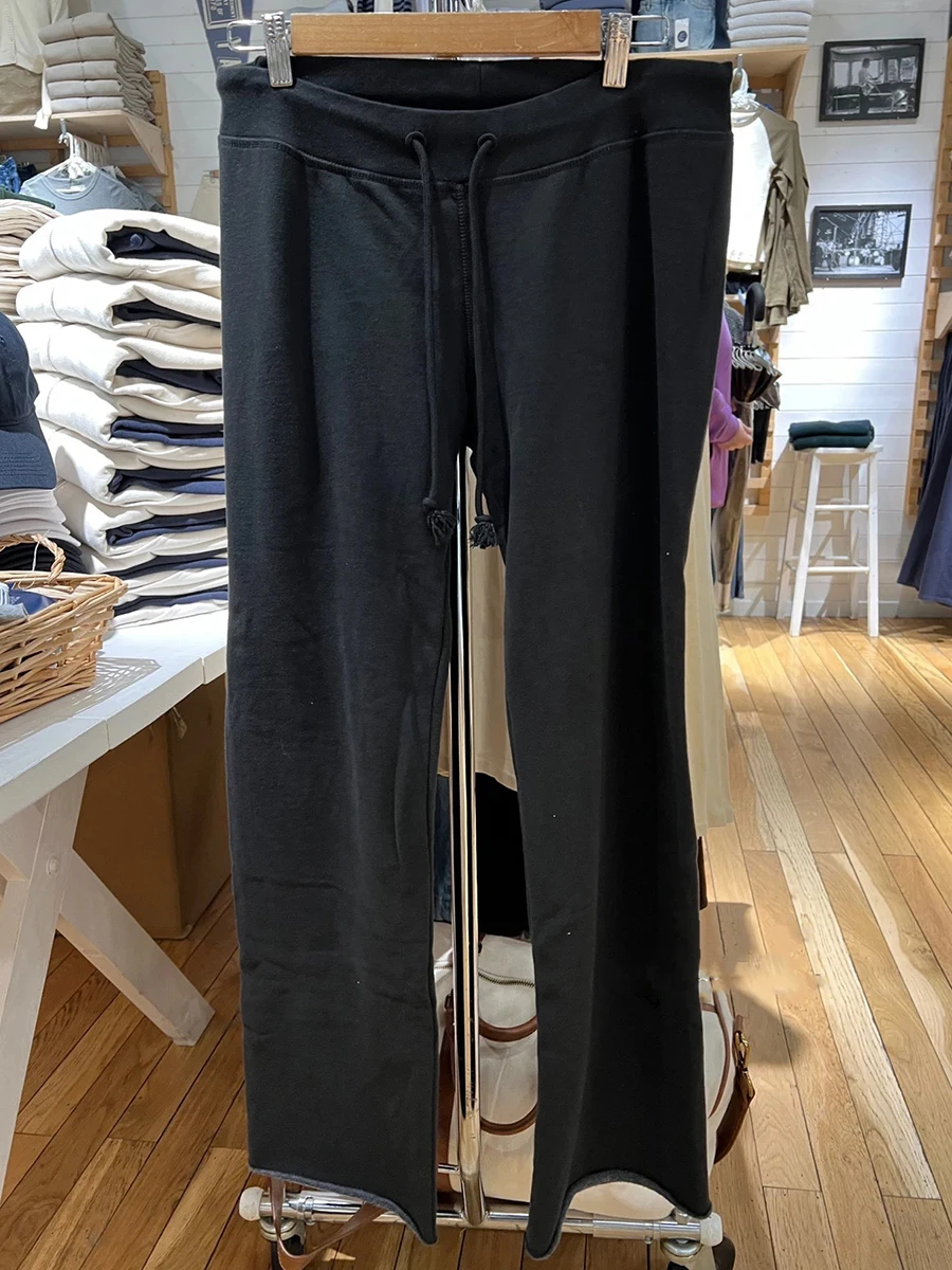 Grundlegende Feste Kordelzug Breite Bein Hosen Frauen Frühling Casual Einfache Baumwolle Hohe Taille Jogger Jogginghose Vintage Y2K Lose Hosen Image