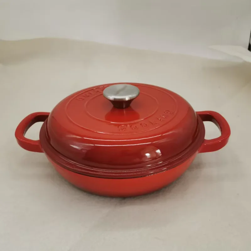 23cm Gusseisen-Emaille-Meeresfrüchte-Schmortopf, Bratpfanne, Verdickter Antihaft-Geschenk-Kochtopf Image