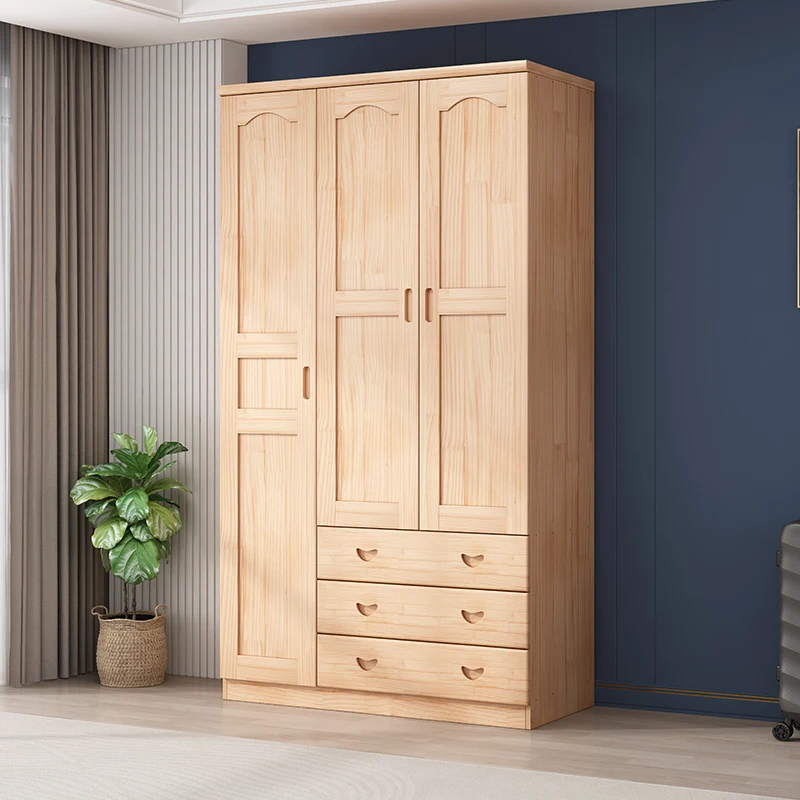 Ganz aus Massivholz, Kleiderschrank, Haushalt, Schlafzimmer, Holztür, einfache, moderne kleine Wohnung, E**** mika, Kinder-Kiefern-Kleiderschrank Image