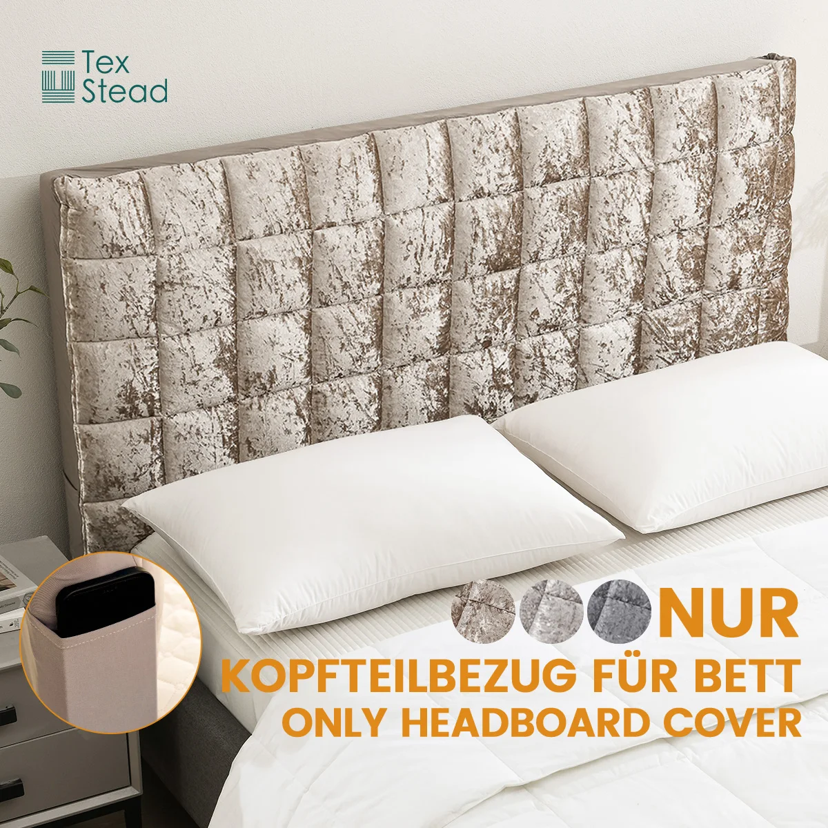 Kopfbedeckung, Doppelbett, Einzelbett, gepolstert, elastischer Schutz, schlichter Bezug für Dekoration, Schlafzimmer, Schlafzimmer, Staubschutz