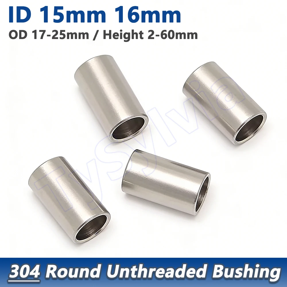 Präzisionsbearbeitete Buchsenunterlegscheibe aus Edelstahl 304, nicht gewindet, rund, hohl, Abstandshalter, Hülse, Innendurchmesser 15–16 mm, Außendurchmesser 17–25 mm Image