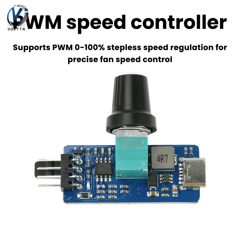 5V 12V PWM Geschwindigkeitsregler Mini 4P B3 4-Draht Lüftermotor Drehzahlregler DIY wassergekühltes Kühlmodul Typ C USB-Stromversorgung Image