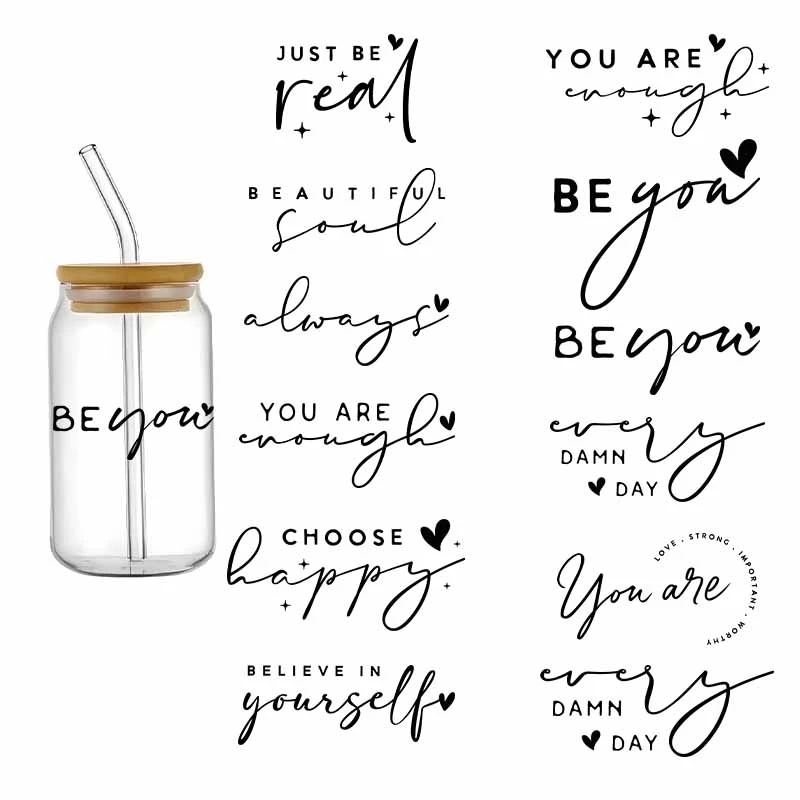 12Pcs UV DTF 3D Schwarz Brief Christus Transfer Aufkleber Wraps Tasse Mode Design Aufkleber Wasserdicht Langlebig Hohe Qualität Aufkleber Image