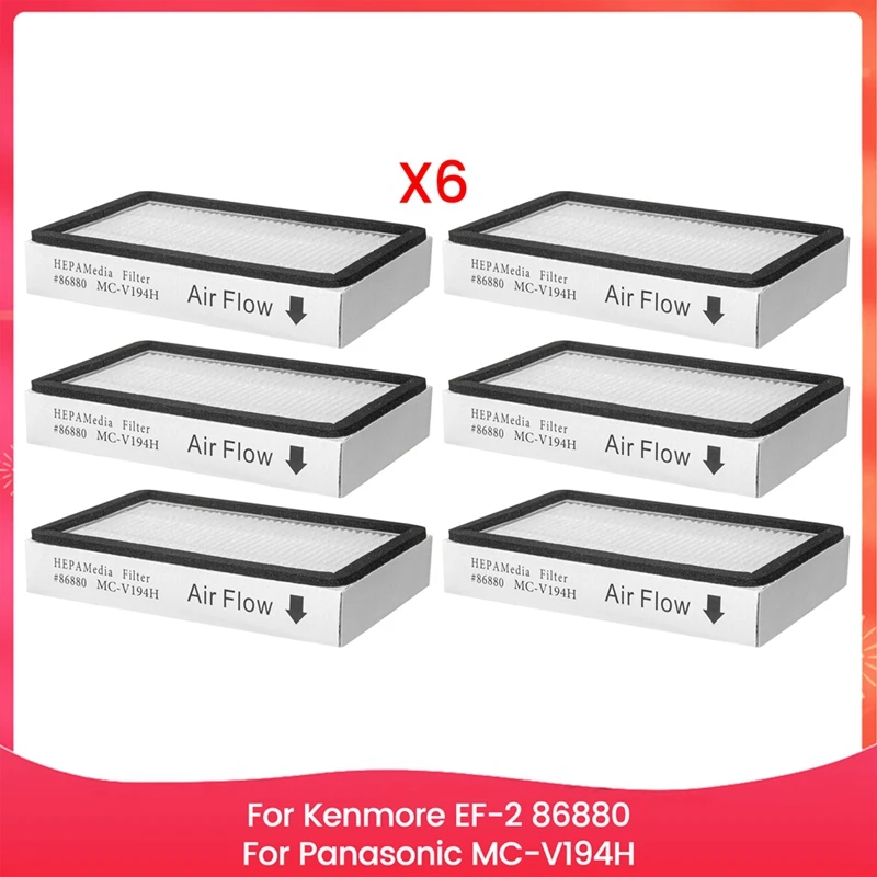 6 Stück HEPA-Filter für Kenmore EF-2 86880 Abluftstaubsauger. Vergleichen Sie mit Teil 20-86880 (86880), 40320, EF2, 610445 Image