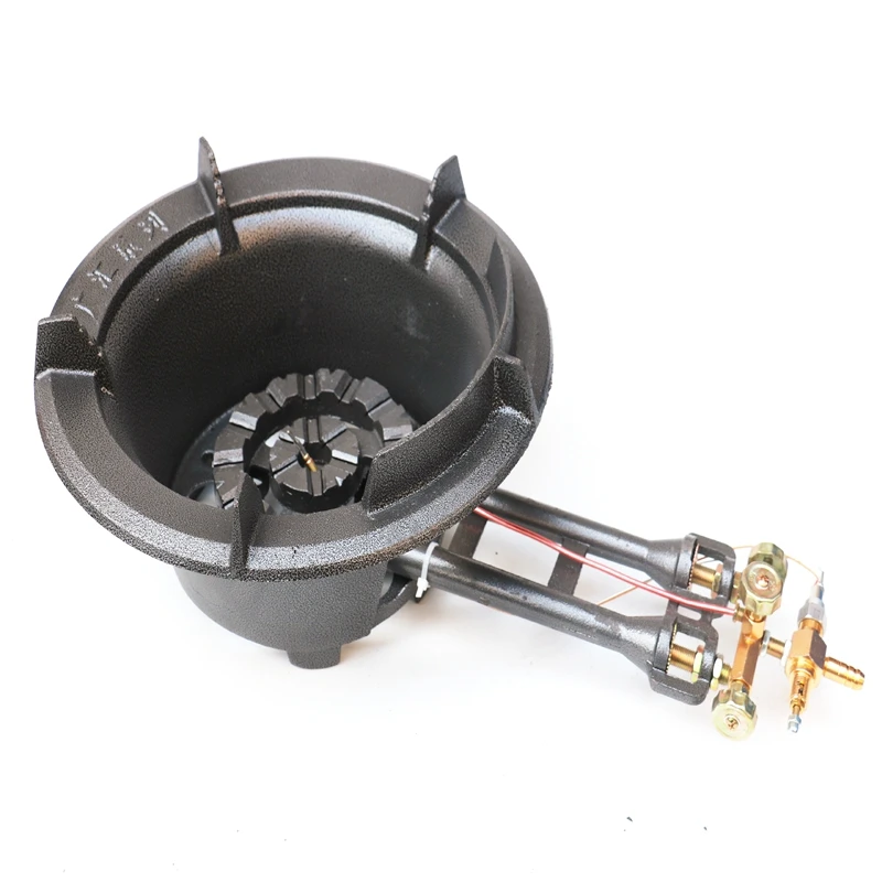 Doppelrohr-Gasbrenner – kommerzieller Wok-Kocher mit hoher Flamme und Schutz vor Flammendurchfall, LPG-Restaurantsreichweite mit mittlerem Druck Image