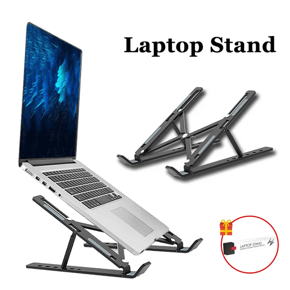 Tragbarer, faltbarer Laptop-Ständer, verstellbare Notebook-Halterung, Computer-Monitor-Halterung für MacBook Air, iPad, Tablets, Basiszubehör Image