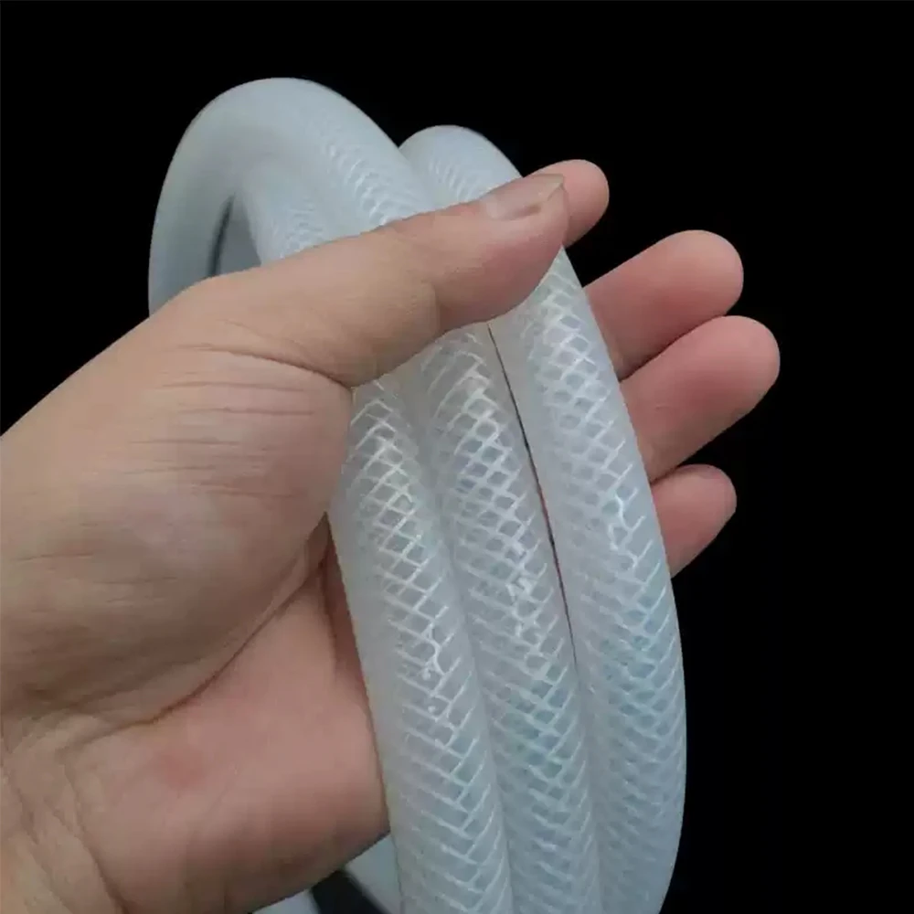 1 Meter Innendurchmesser 4–50 mm, lebensmittelechter Silikonschlauch, geflochtener Hochdruck-Dampfsilikonschlauch, hitzebeständiger geflochtener Faserschlauch, Außendurchmesser 9–64 mm Image