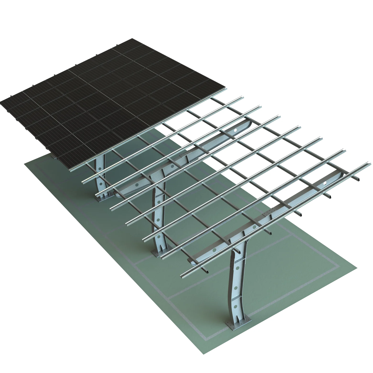 Solar-Carport-Montagesystem mit Stahlstruktur, erneuerbares Energie-Montagesystem für Parkplätze im Freien, maßgeschneiderte Designherstellung Image