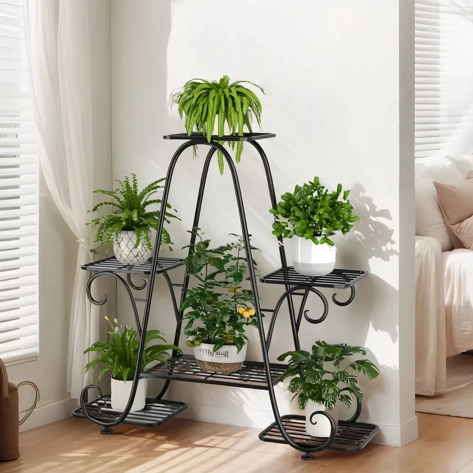 Pflanzenständer Metall Pflanzenregal Mehrschichtiges Regal für Innen- und Außenpflanzen Blumen Wohnzimmer Gartenmöbel zur Präsentation Image