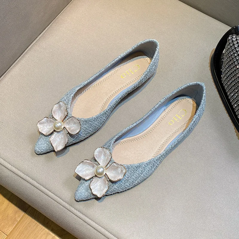 Frauen Wohnungen Sky Blue Flower Casual Schuhe für Mädchen Slip auf Elegante Stil Dame Mode Schuhe 32-46 Große größe Zapatillas Mujer