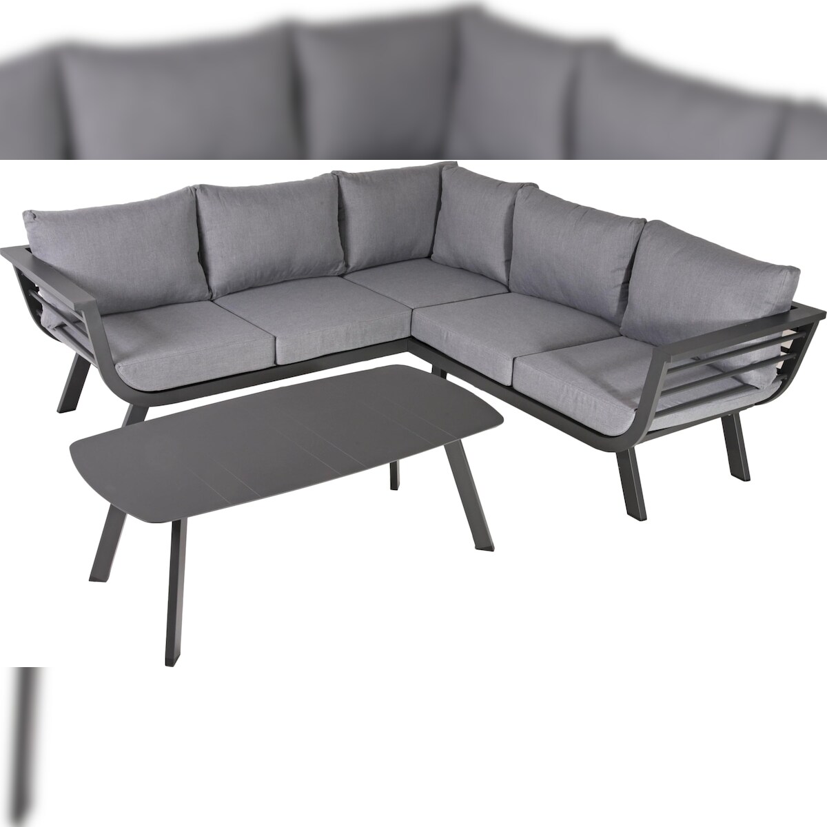 DELUKE Gartenloungeset GERRIT - Alu/Polyester, Grau | Gartenmöbel Set Garten Loungegruppe Lounge-Set Pool Loungegarnitur