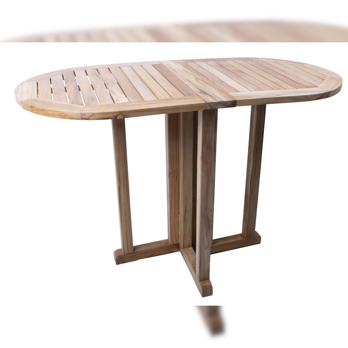 DELUKE Balkontisch MARTIN oval klappbar - Teak, Natur, 120x60x75cm | Gartentisch Balkon-Tisch Kleiner Tisch Terrassentisch Verandatisch Image