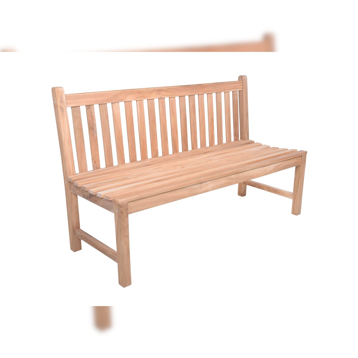 DELUKE Gartenbank OMAR 3-Sitzer ohne Armlehnen - 150cm Breit, Teak, Hellbraun | Terrassenbank Wetterfest Sitzbank Outdoor Bank Image