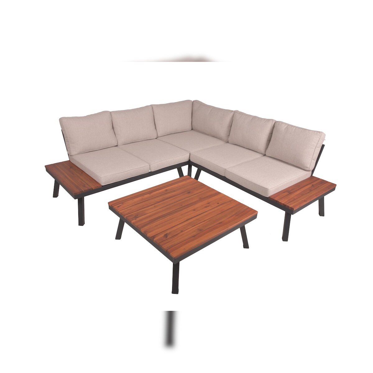 DELUKE Gartenloungeset JULIE 4tlg. - Akazie, Beige | Gartenmöbel Set Garten Loungegruppe Lounge-Set Pool Loungegarnitur