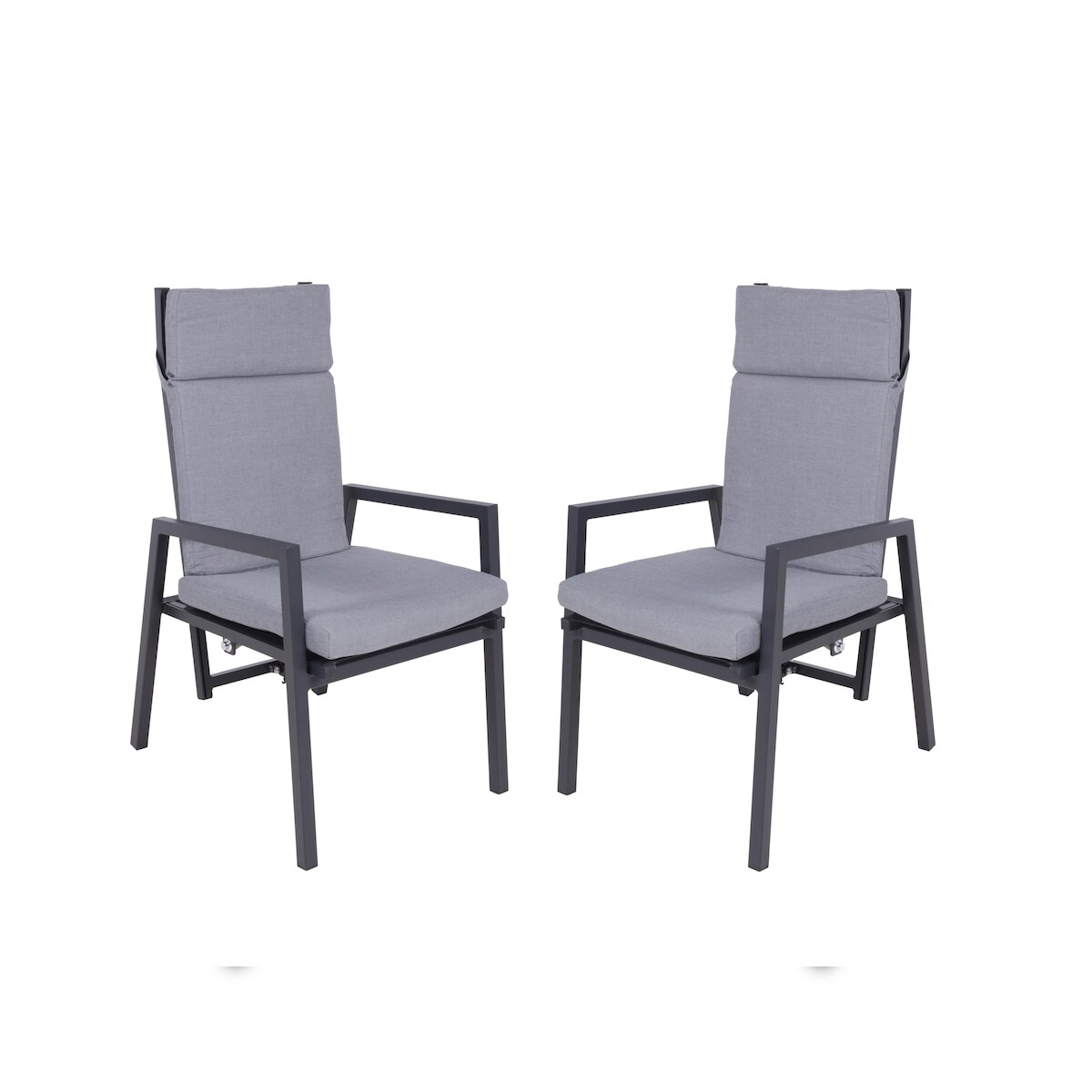 DELUKE Gartenstuhl 2er Set JULE - Polyester, mit Kissen, Grau | Gartenstühle Wetterfest Essstühle Outdoor Terrasse Image