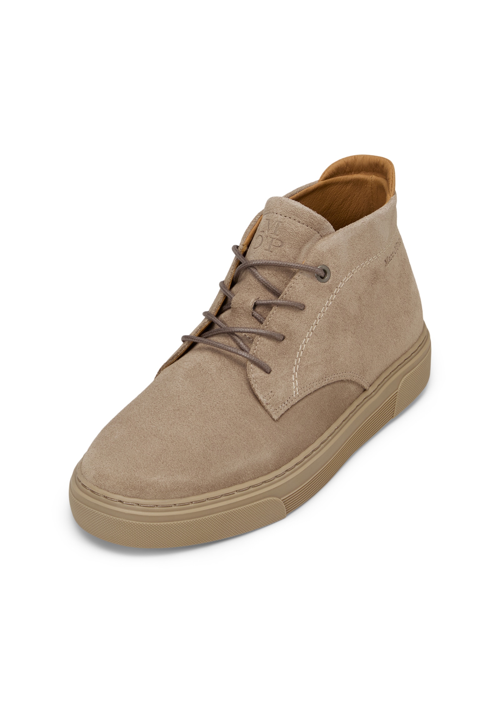 Stiefelette MARC O'POLO "aus softem Velours-Rindleder", Herren, Gr. 45, light taupe, Obermaterial: 100% Leder (Rind), unifarben, Schuhe Stiefelette