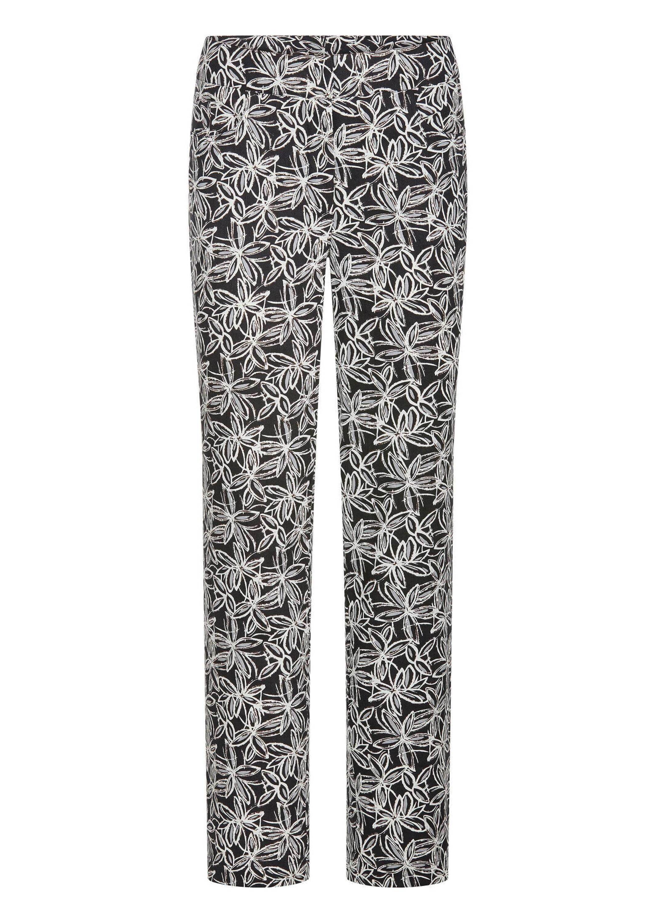 Stoffhose GOLDNER "Hose SARA aus reiner Viskose", Damen, Gr. 48, N-Gr, schwarz (schwarz, gemustert), Obermaterial: 100% Viskose CV., Hosen Stoffhose